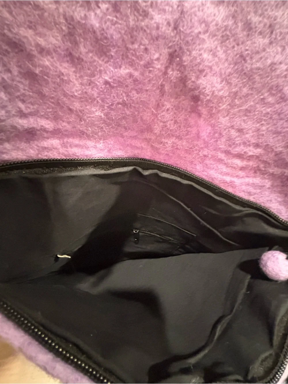 Handcrafted Lavender Felt Crossbody Bag with Pink Flower Motif